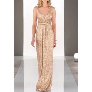 NWT Sorella Vita Sequin Gown Sleeveless Rose Gold #8686 Size US 10